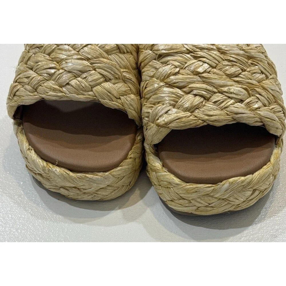 Women’s 10 Slide Braided Raffia Sandals A New Day NWT